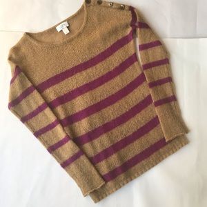LOFT Lightweight Beige and Pink Striped Sweater, small